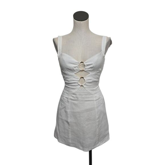 REVOLVE Dresses & Skirts - NWT Revolve Rumer The Label Byron Ring Mini Dress White Linen Size XS Cut Out